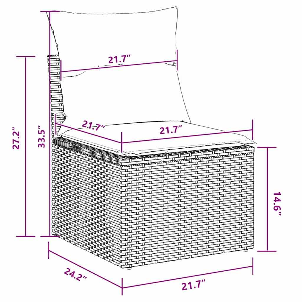 Garden Sofa Set with Cushion 6 pcs Black Poly Rattan