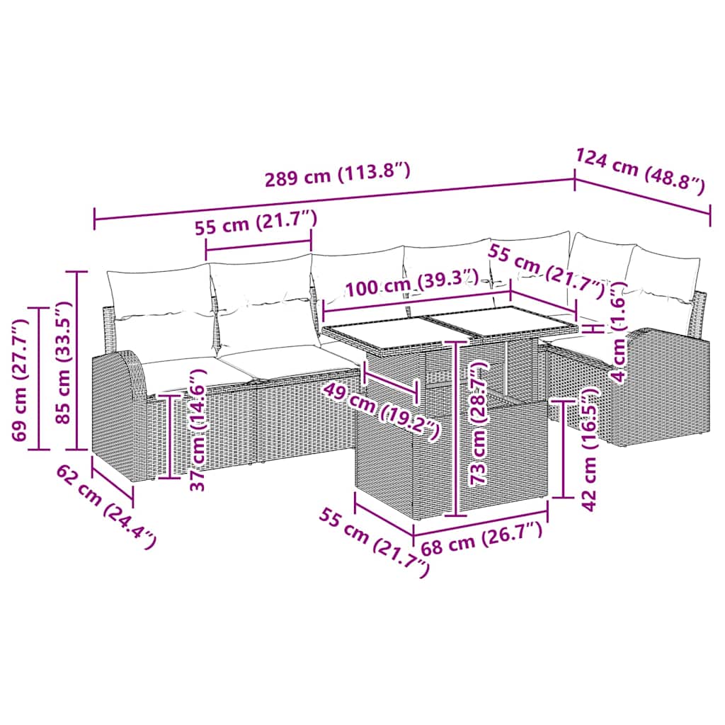 Garden Sofa Set with Storage 7 pcs Black Poly Rattan