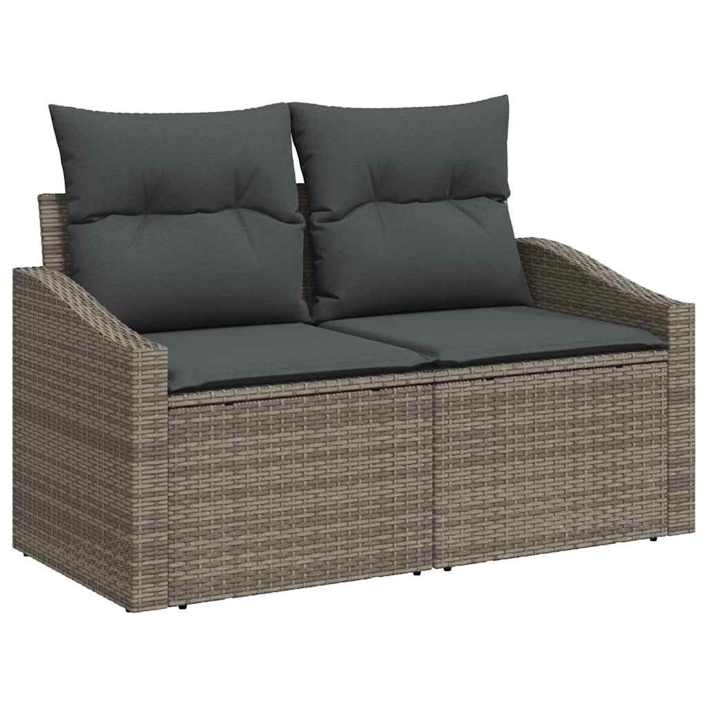 Garden Sofa Set with Storage with Pillow 7 pcs Grey Poly Rattan