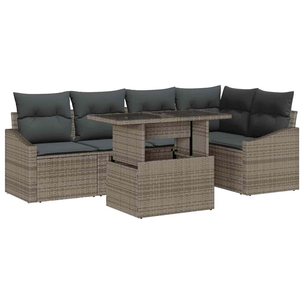 Garden Sofa Set with Cushion with Storage Manual 6 pcs Grey