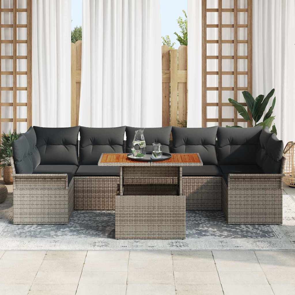 Garden Sofa Set with Cushion Height Adjustable 8 pcs Grey