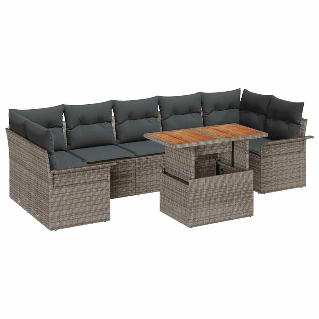 Garden Sofa Set with Cushion Height Adjustable 8 pcs Grey