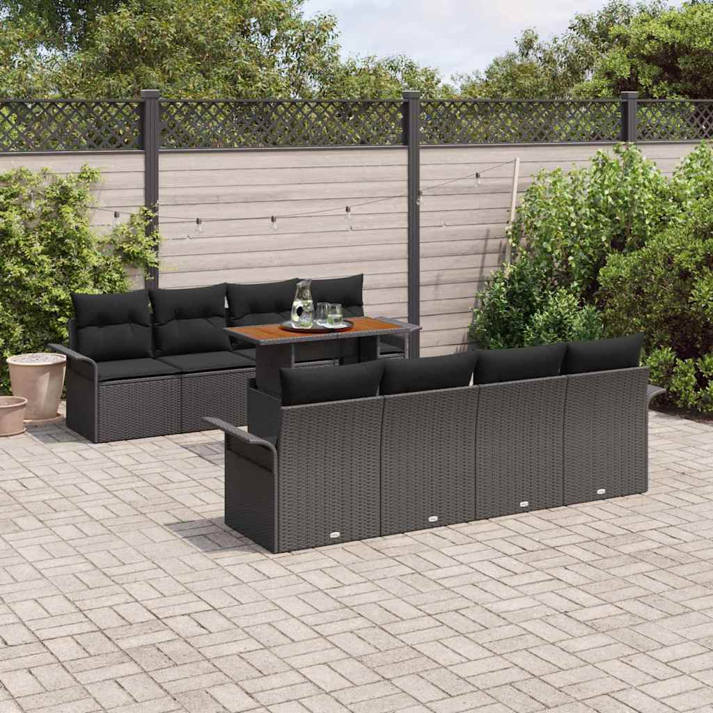 Garden Sofa Set with Cushion 7 pcs Black