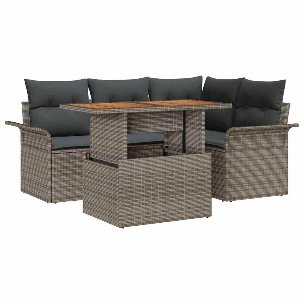 Garden Sofa Set with Cushion Manual 5 pcs Grey