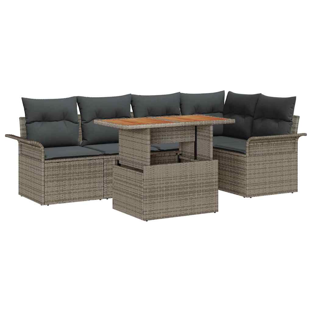 Garden Sofa Set with Cushion Manual 6 pcs Grey