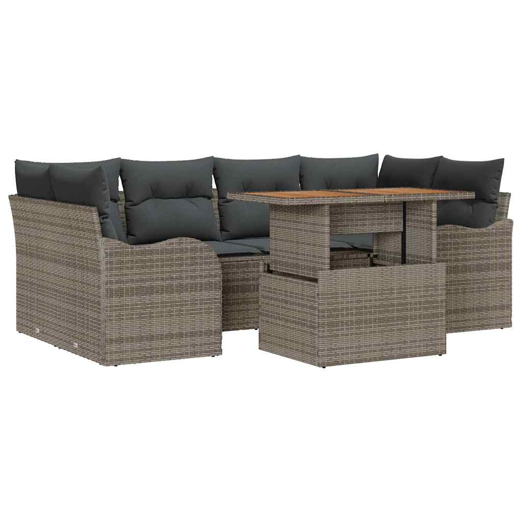 Garden Sofa Set with Cushion Manual 7 pcs Grey