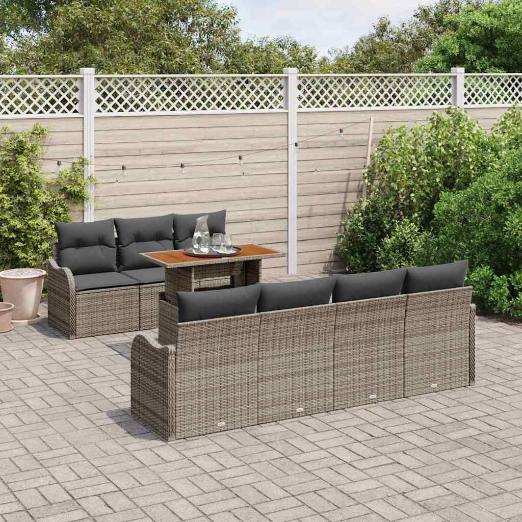 Garden Sofa Set with Cushion Manual 8 pcs Grey