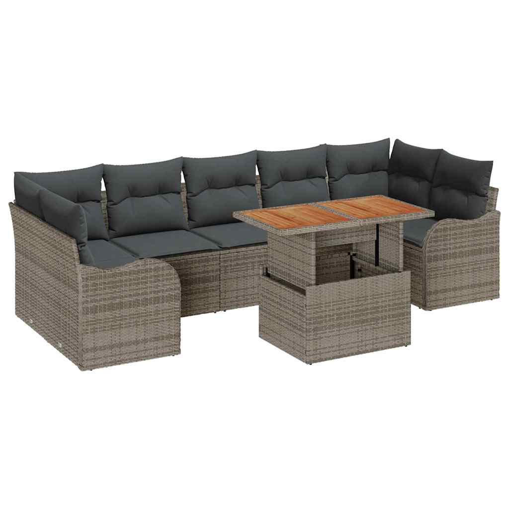 Garden Sofa Set with Cushion Manual 8 pcs Grey