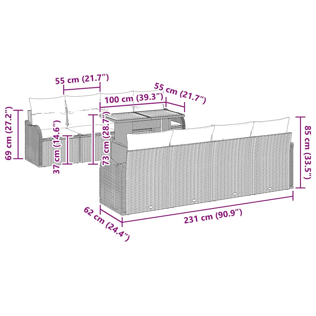 Garden Sofa Set 7 pcs Grey