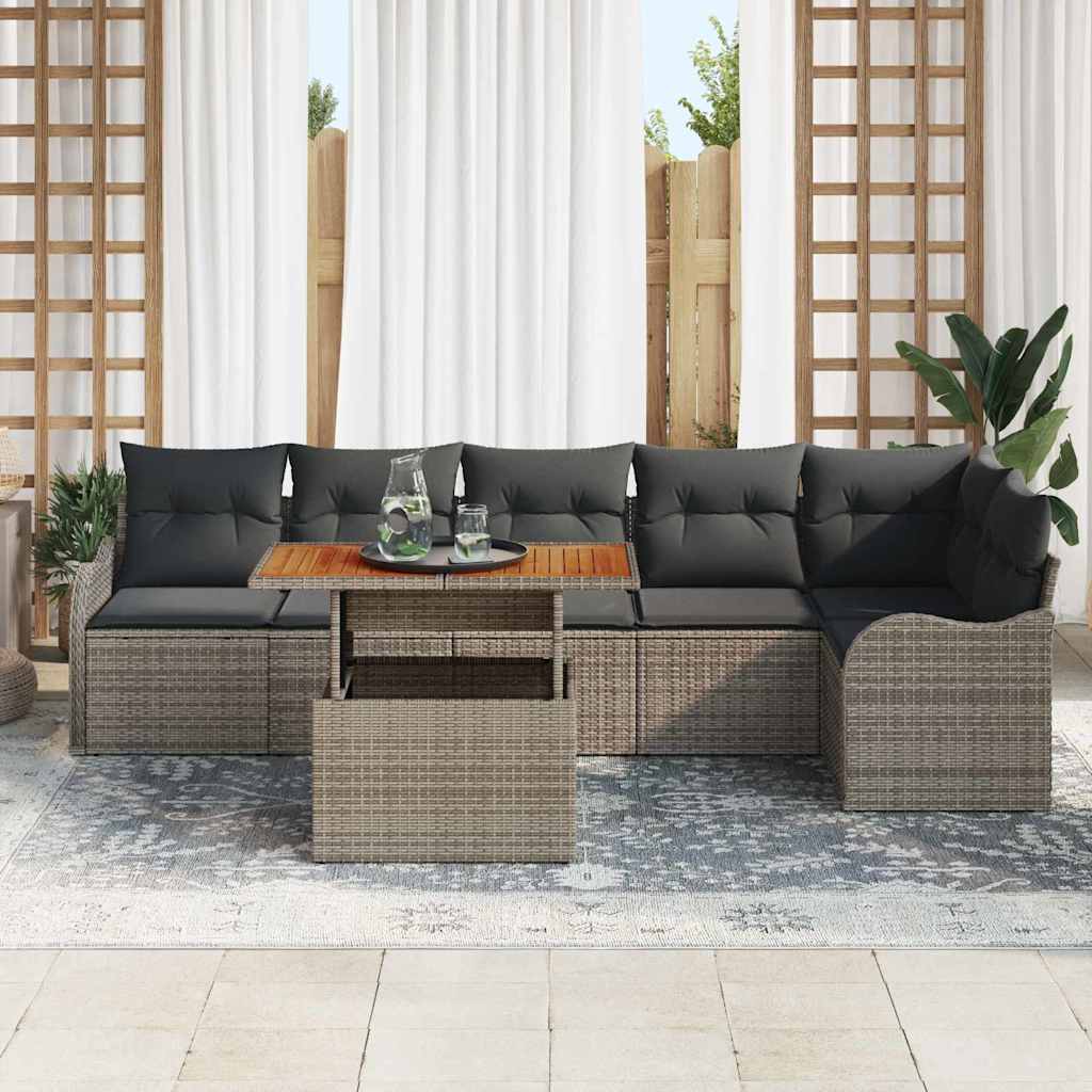 Garden Sofa Set with Cushion Manual 7 pcs Grey