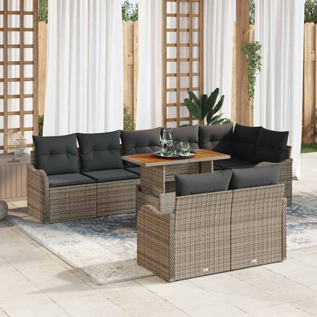 Garden Sofa Set 9 pcs 8-Seater Grey