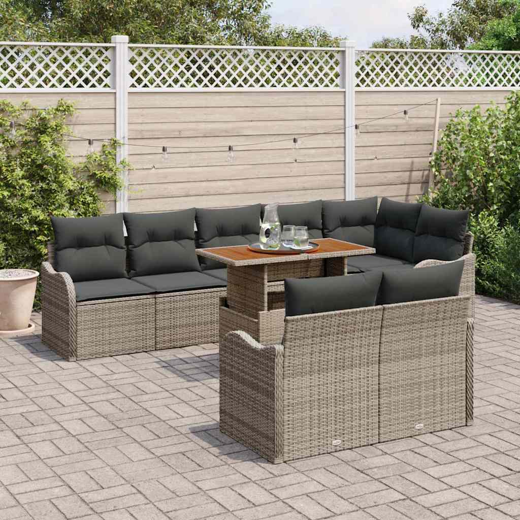 Garden Sofa Set 9 pcs 8-Seater Grey