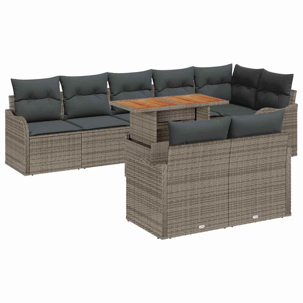 Garden Sofa Set with Cushion Manual 9 pcs Grey