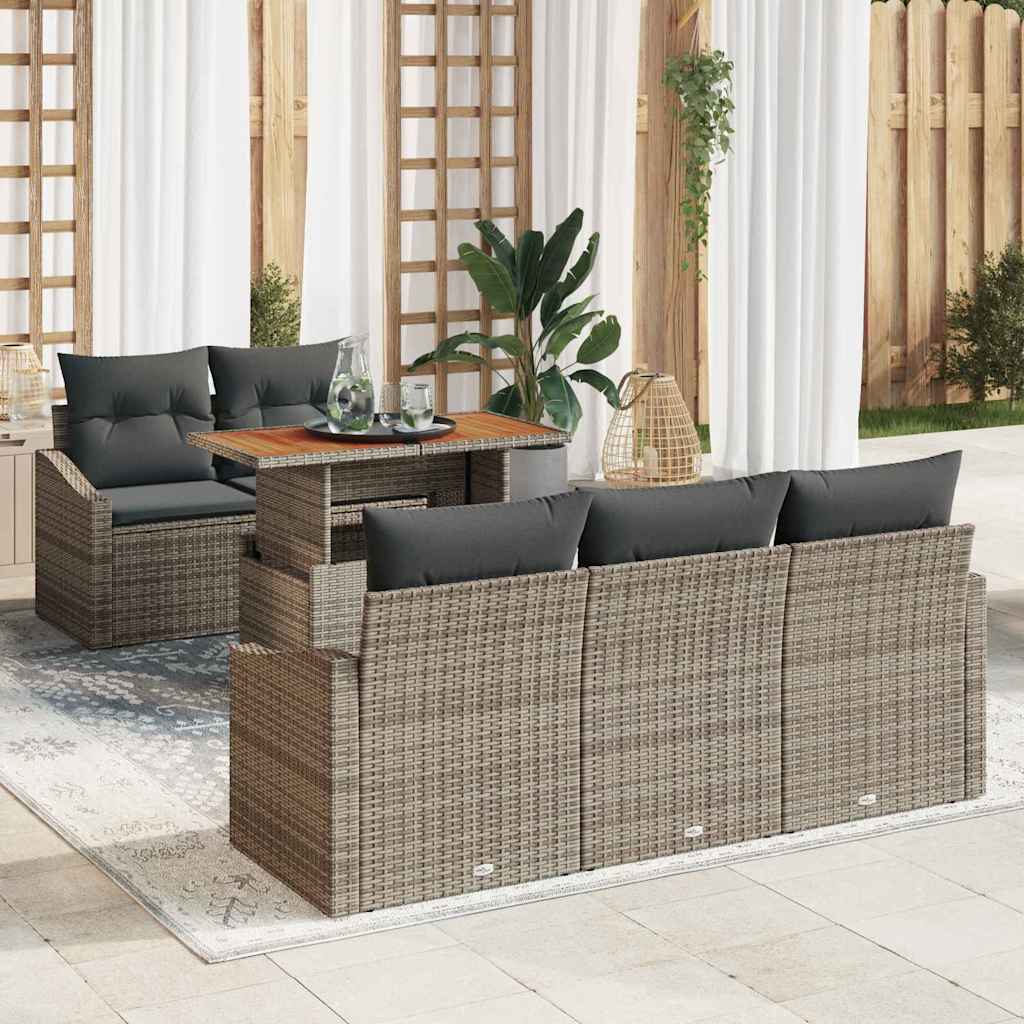 Garden Sofa Set 6 pcs Grey and Brown