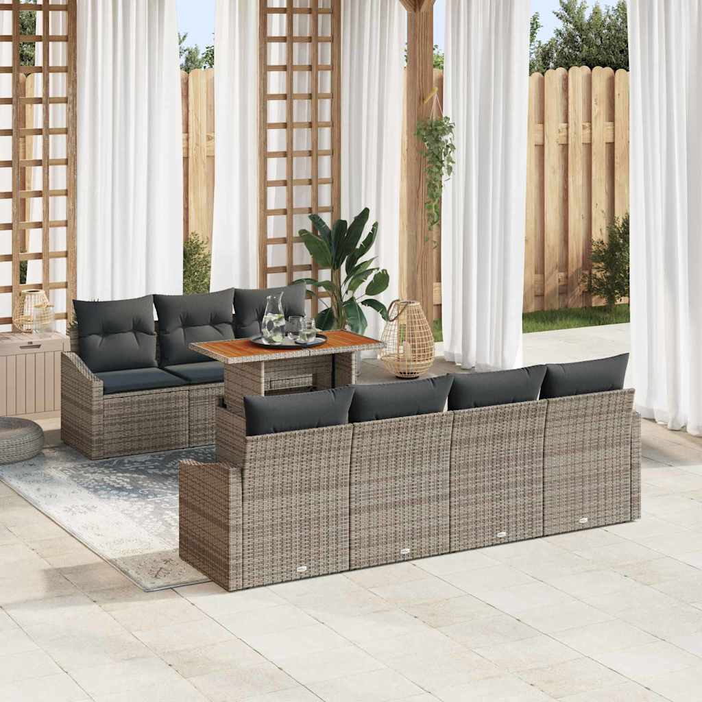 Garden Sofa Set 8 pcs Grey and Brown