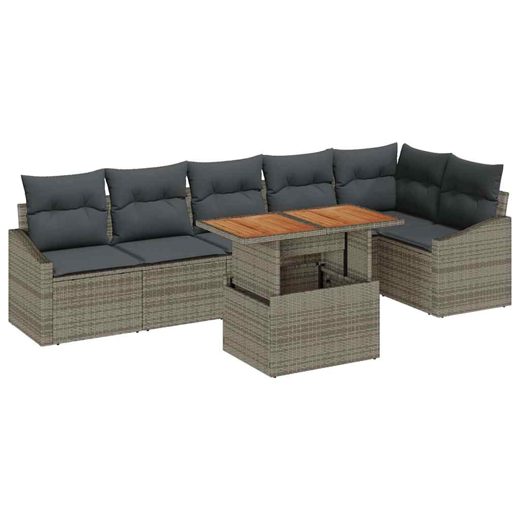 Garden Sofa Set 7 pcs Grey and Brown
