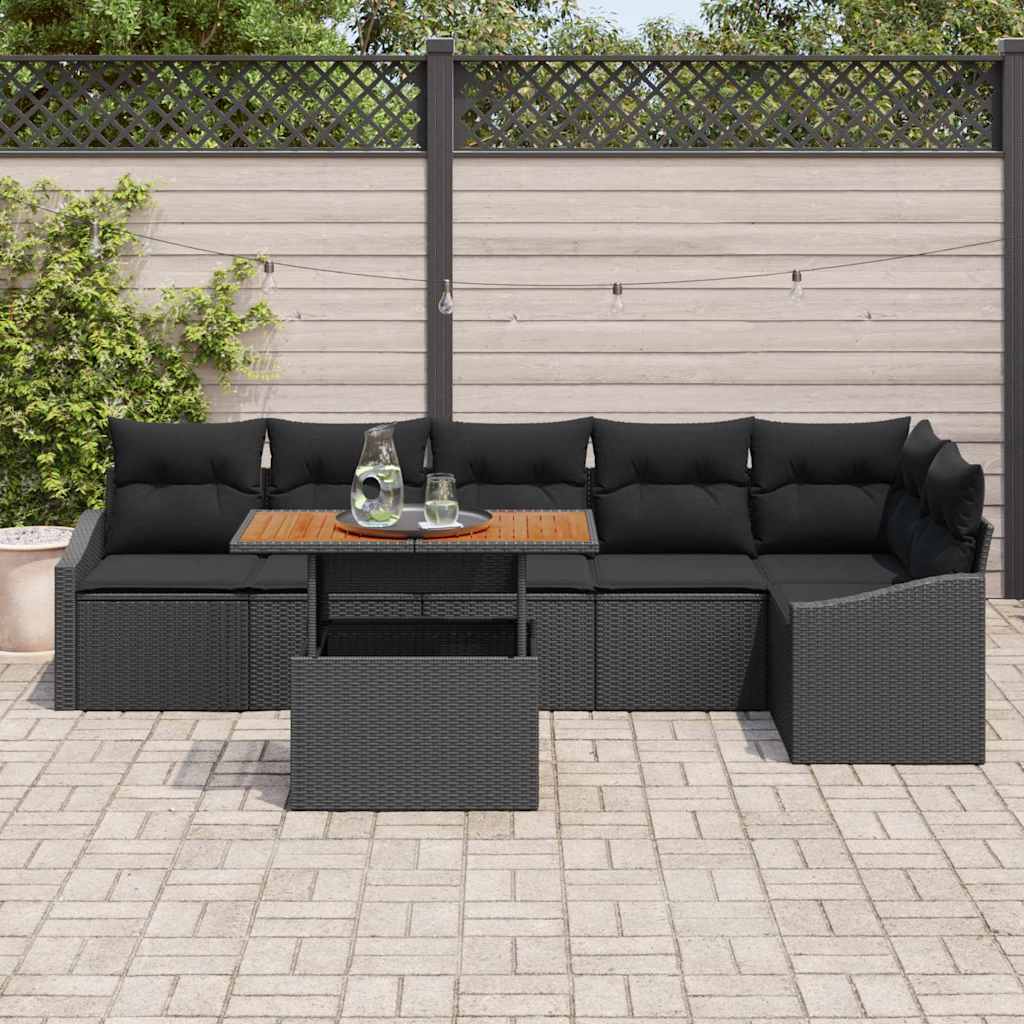 Garden Sofa Set 7 pcs Black and Brown