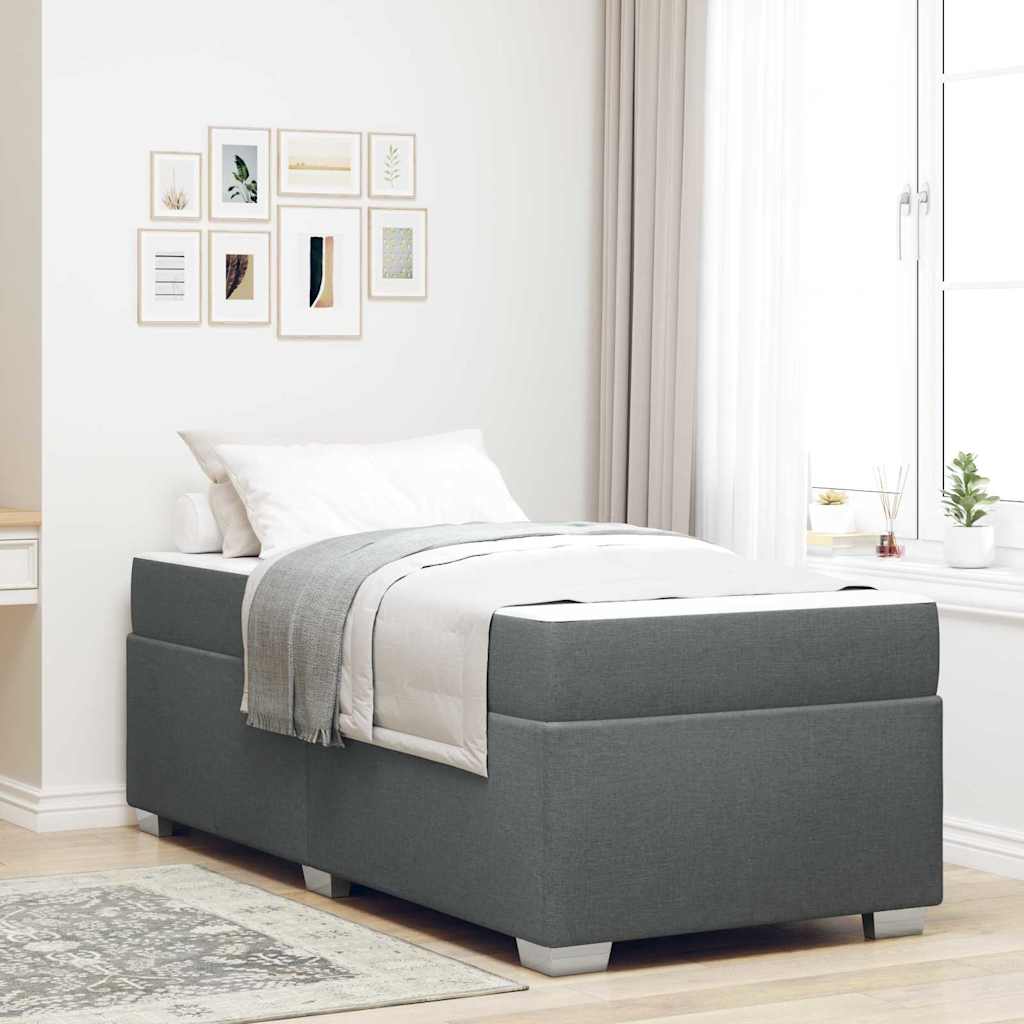 Bed Frame with Mattress Dark Grey 90 x 190 cm Fabric