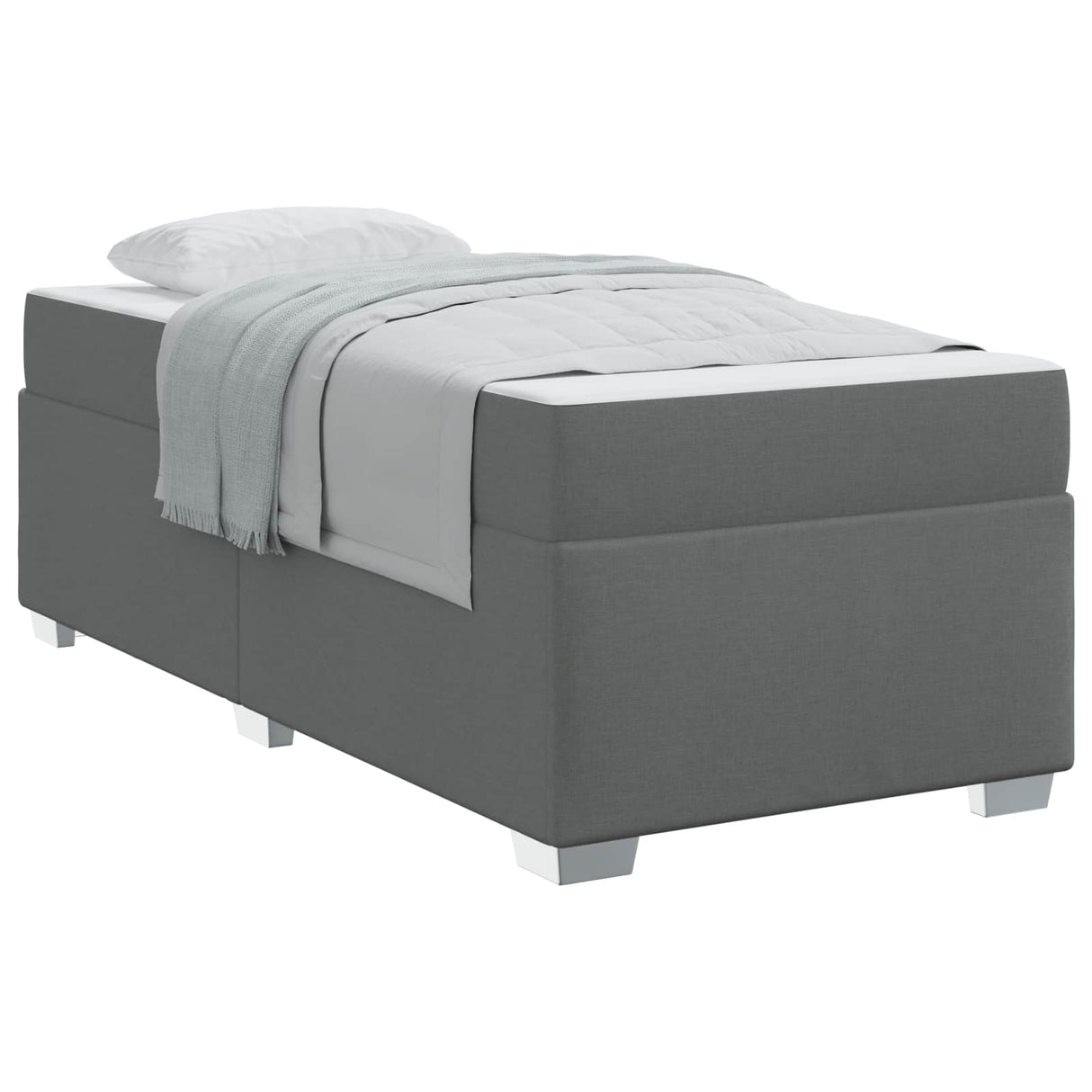 Bed Frame with Mattress Dark Grey 90 x 190 cm Fabric