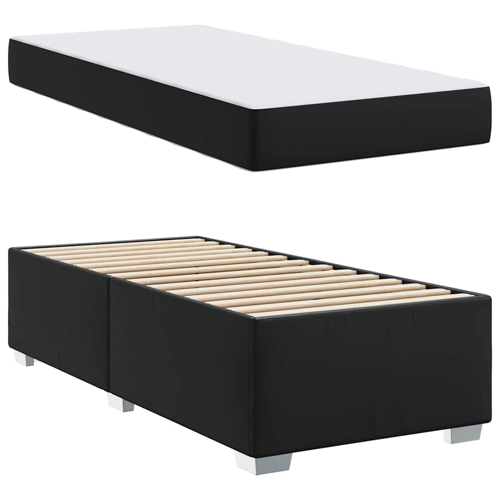 Bed Frame with Mattress Black 90 x 190 cm Fabric