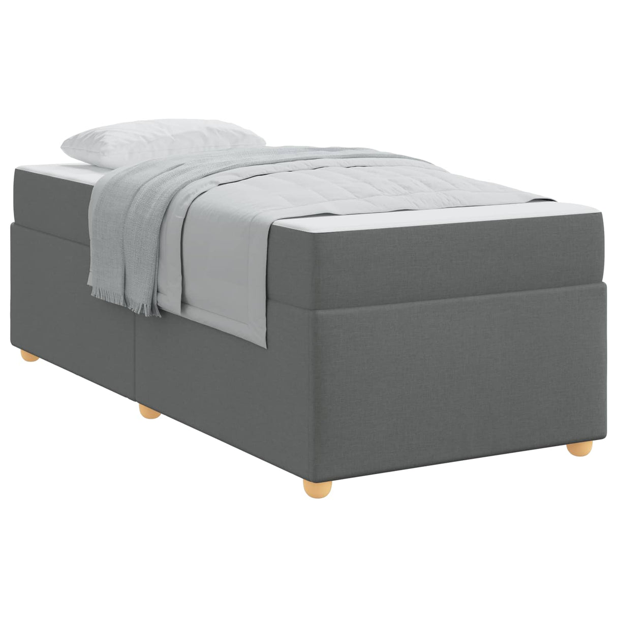 Bed Frame with Mattress Dark Grey 90 x 190 cm Fabric