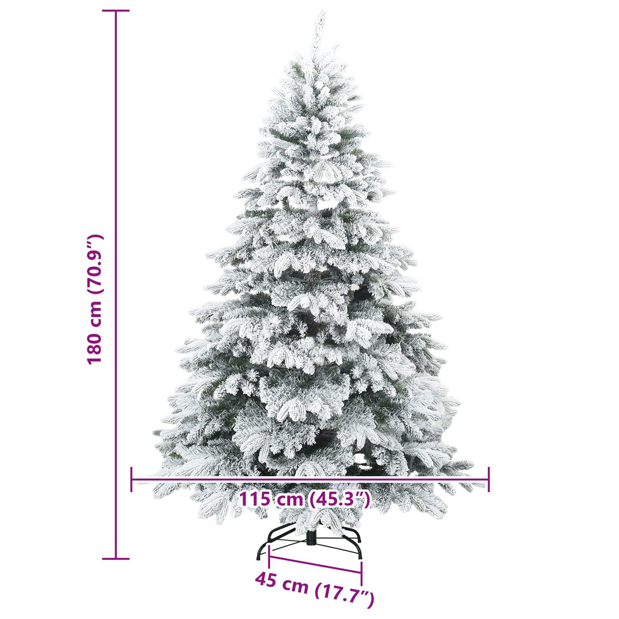 Artificial Hinged Christmas Tree Snow Flocked White 180 cm