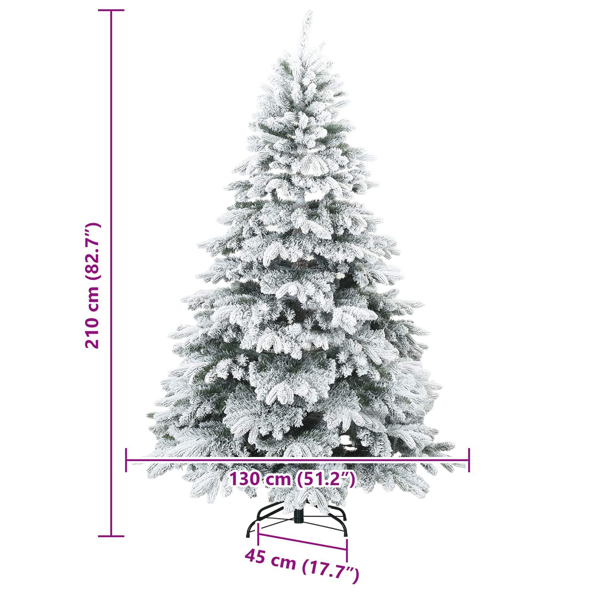 Artificial Hinged Christmas Tree Snow Flocked White 210 cm