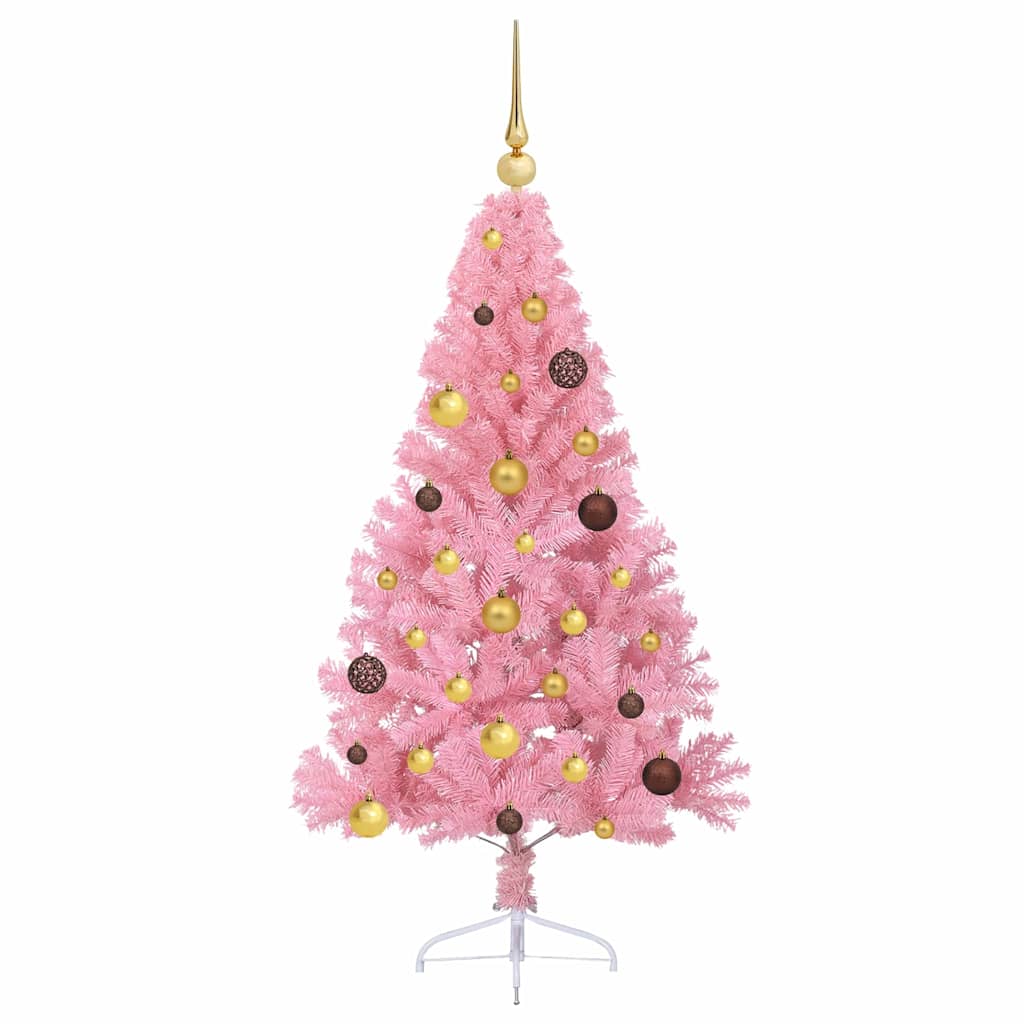 Artificial Pre-lit Christmas Tree with 150 LEDs Pink 150 cm PVC