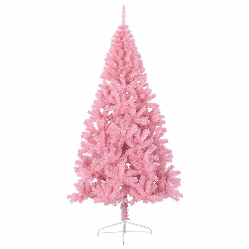Artificial Pre-lit Christmas Tree with 300 LEDs Pink 210 cm PVC