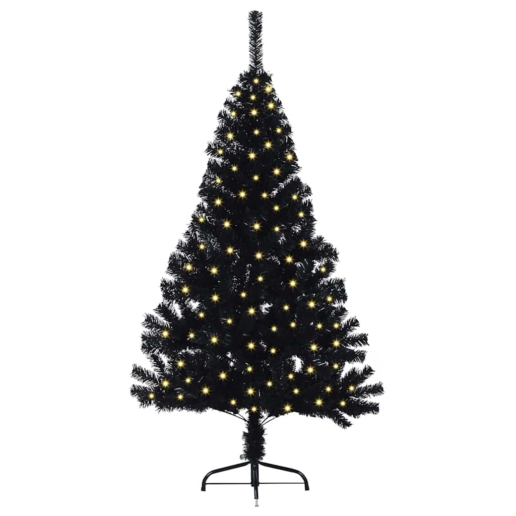 Artificial Pre-lit Christmas Tree Black 150 cm PVC