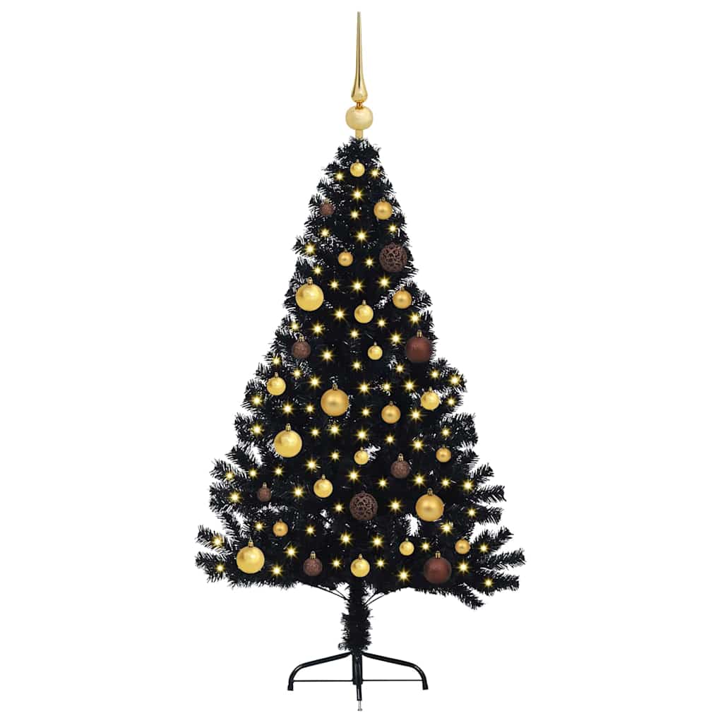 Artificial Pre-lit Christmas Tree Black 150 cm PVC