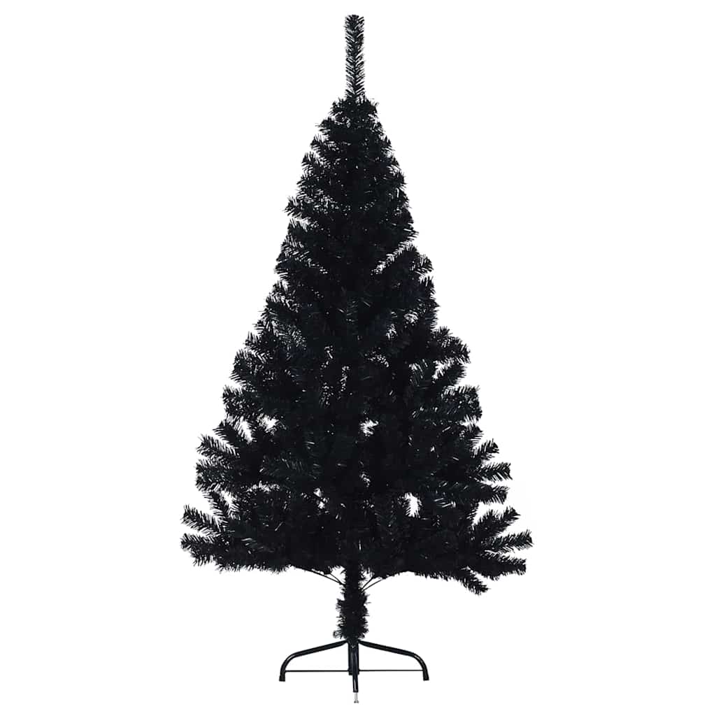 Artificial Pre-lit Christmas Tree Black 150 cm PVC