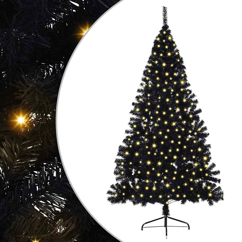 Artificial Pre-lit Christmas Tree Black 240 cm PVC