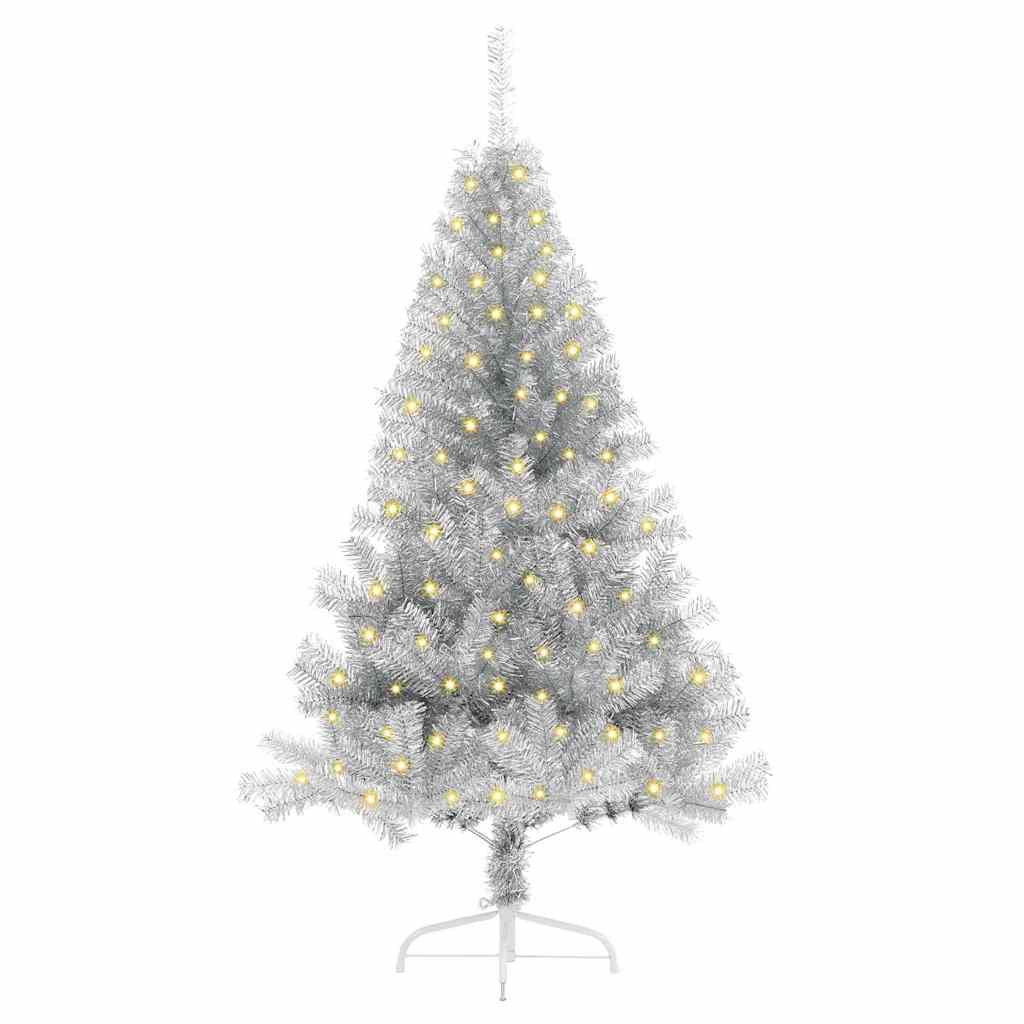 Artificial Pre-lit Christmas Tree Silver 150 cm PET