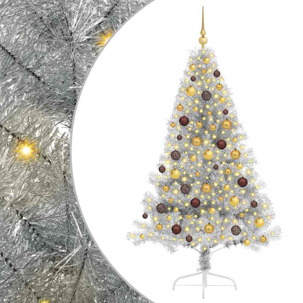 Artificial Pre-lit Christmas Tree Silver 180 cm PET