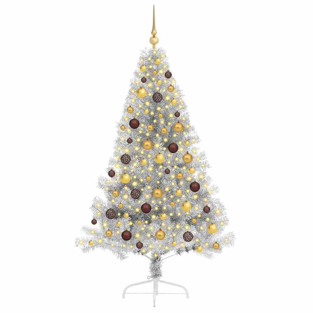 Artificial Pre-lit Christmas Tree Silver 180 cm PET