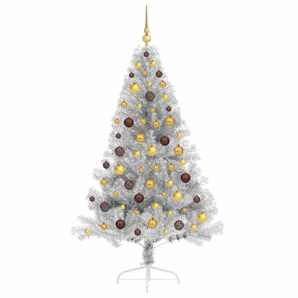 Artificial Pre-lit Christmas Tree Silver 180 cm PET