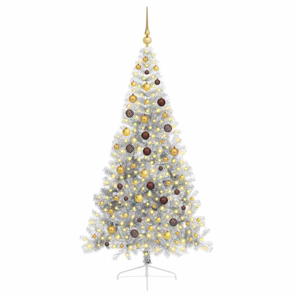 Artificial Pre-lit Christmas Tree Silver 210 cm PET