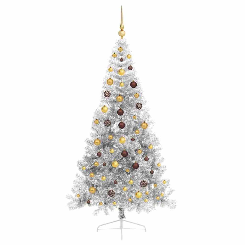 Artificial Pre-lit Christmas Tree Silver 210 cm PET
