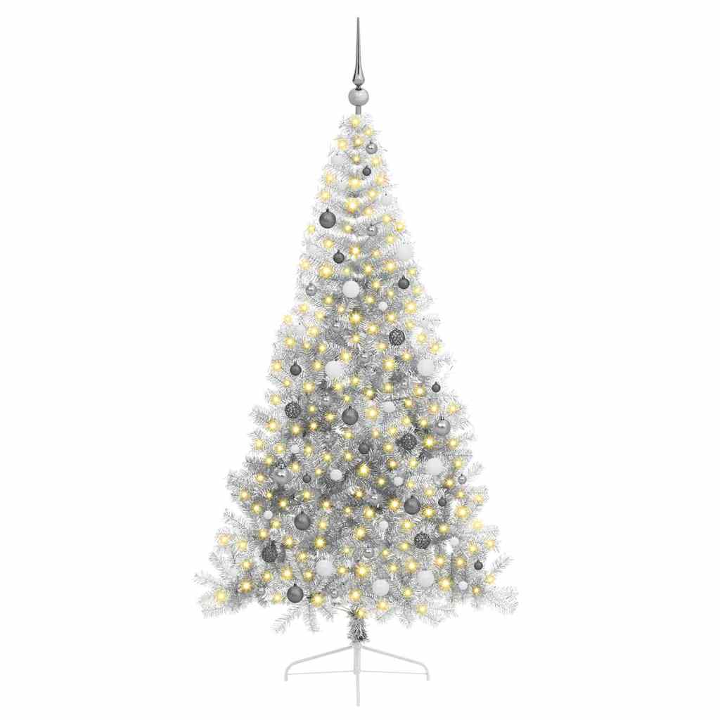 Artificial Pre-lit Christmas Tree Silver 210 cm PET