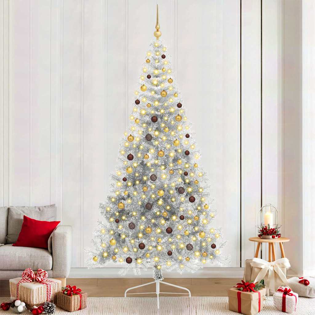 Artificial Pre-lit Christmas Tree Silver 240 cm PET