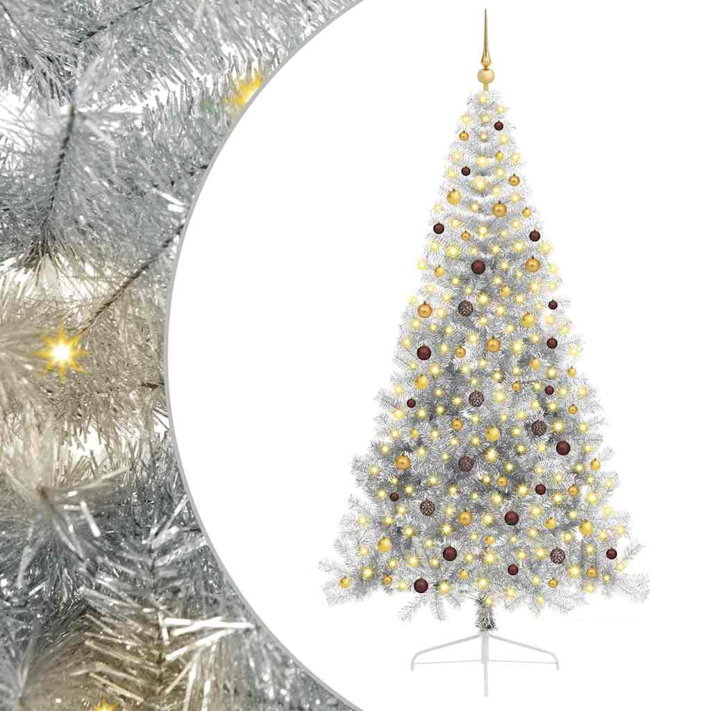 Artificial Pre-lit Christmas Tree Silver 240 cm PET