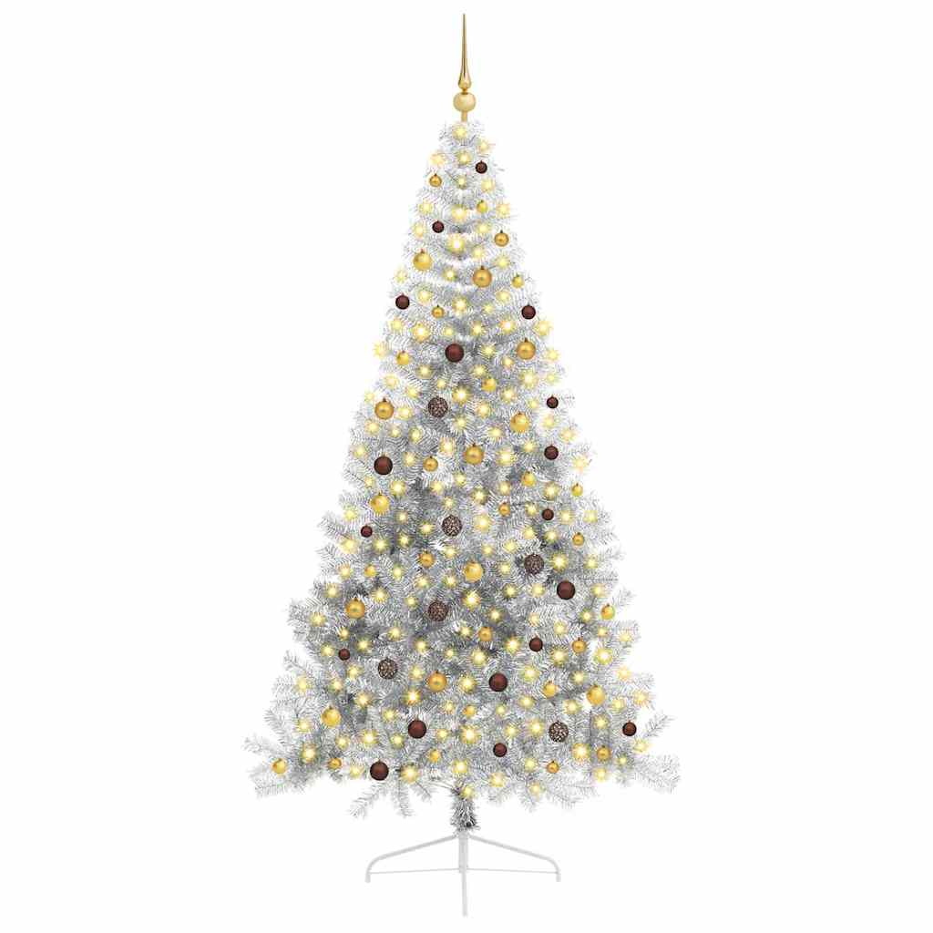 Artificial Pre-lit Christmas Tree Silver 240 cm PET