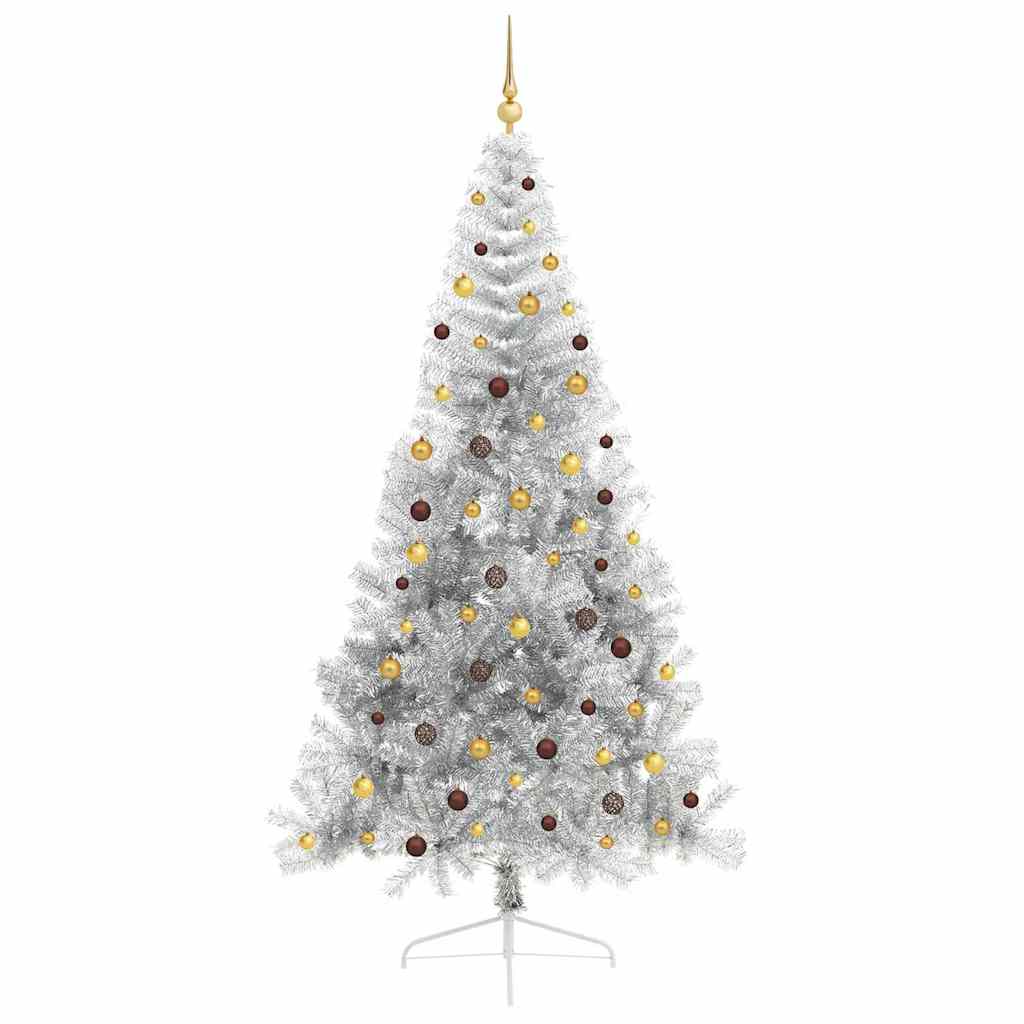 Artificial Pre-lit Christmas Tree Silver 240 cm PET