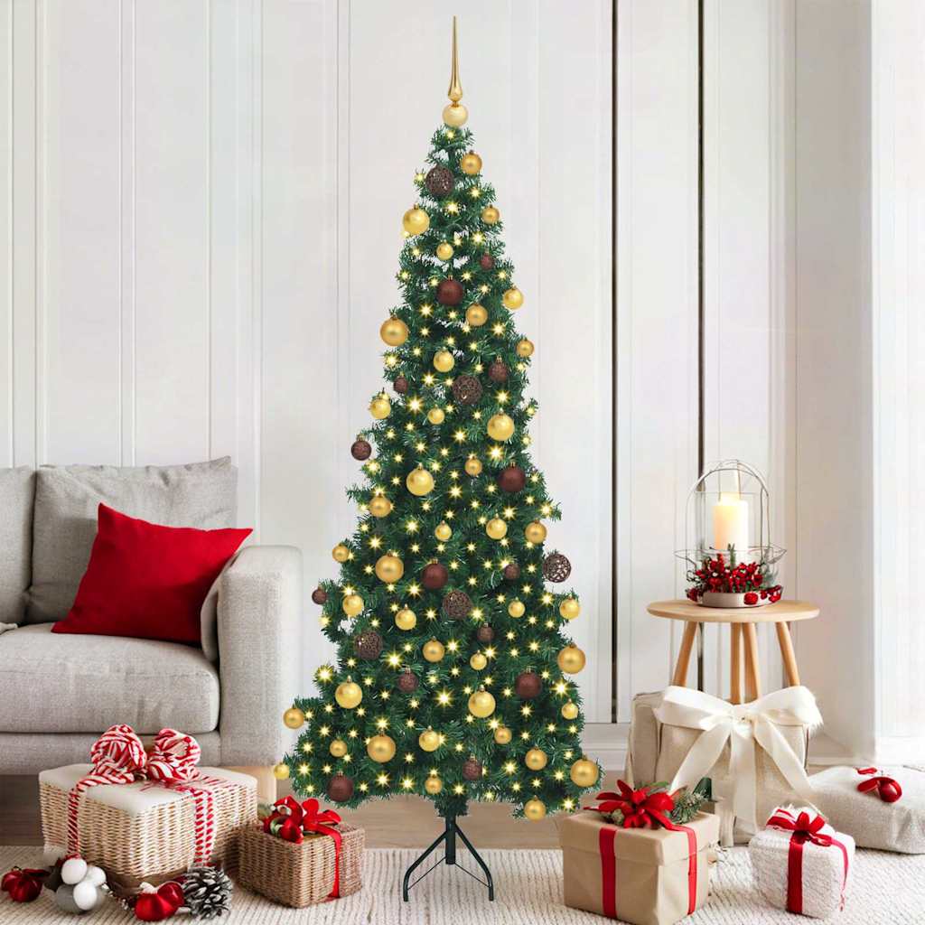 Corner Artificial Christmas Tree Green 180 cm PVC and Metal