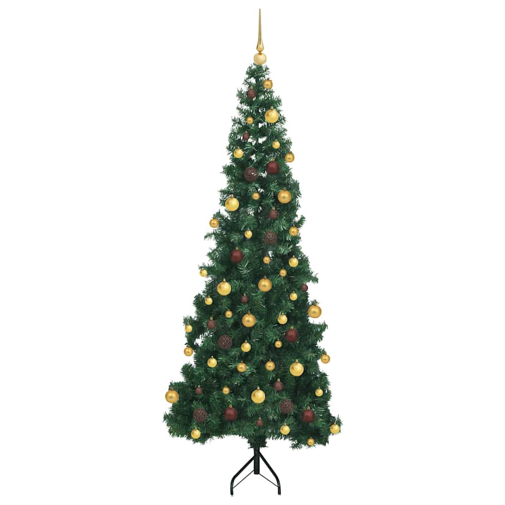 Corner Artificial Christmas Tree Green 210 cm PVC and Metal