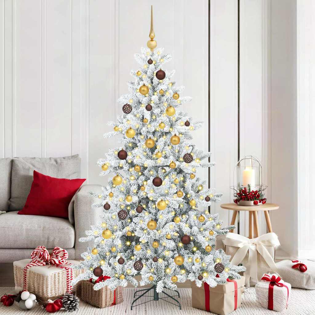 Artificial Hinged Christmas Tree White 180 cm PVC and Steel