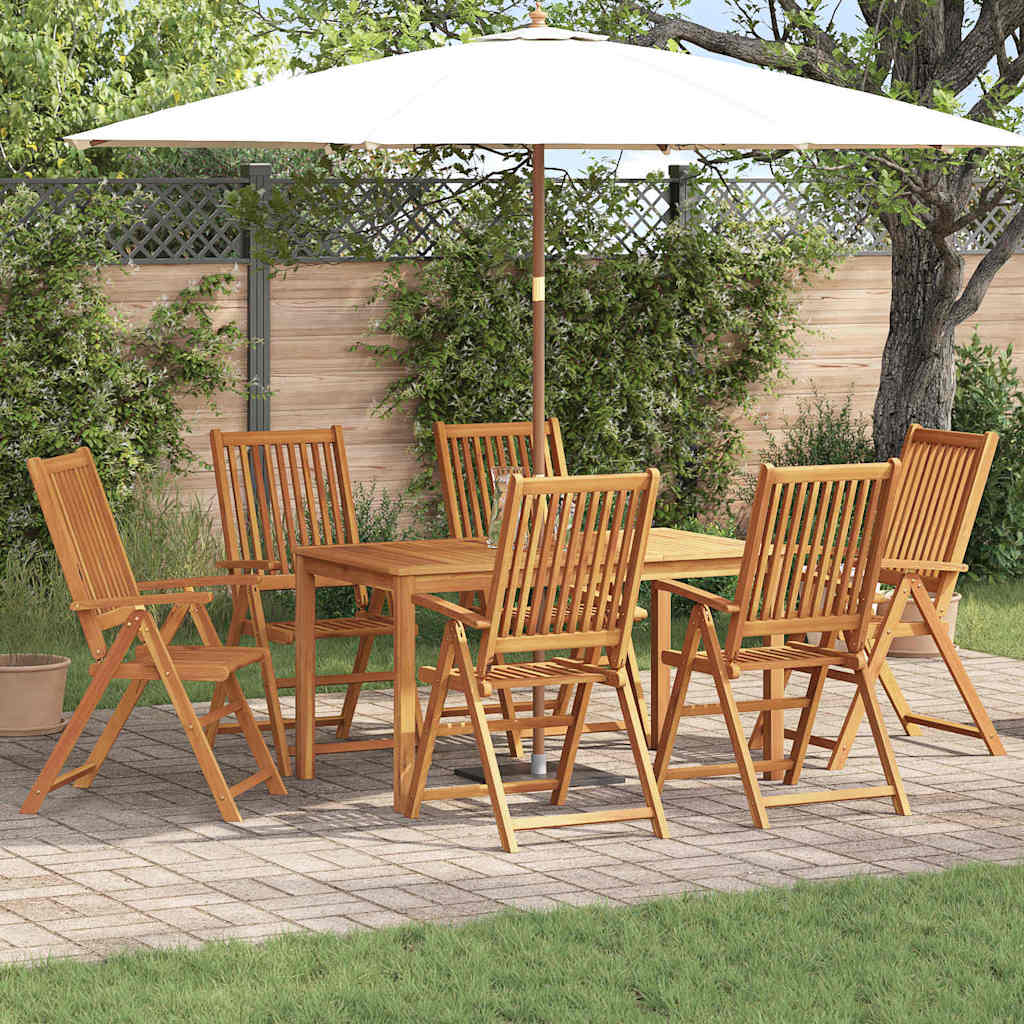 Garden Dining Set Folding 7 pcs Brown Solid Acacia wood