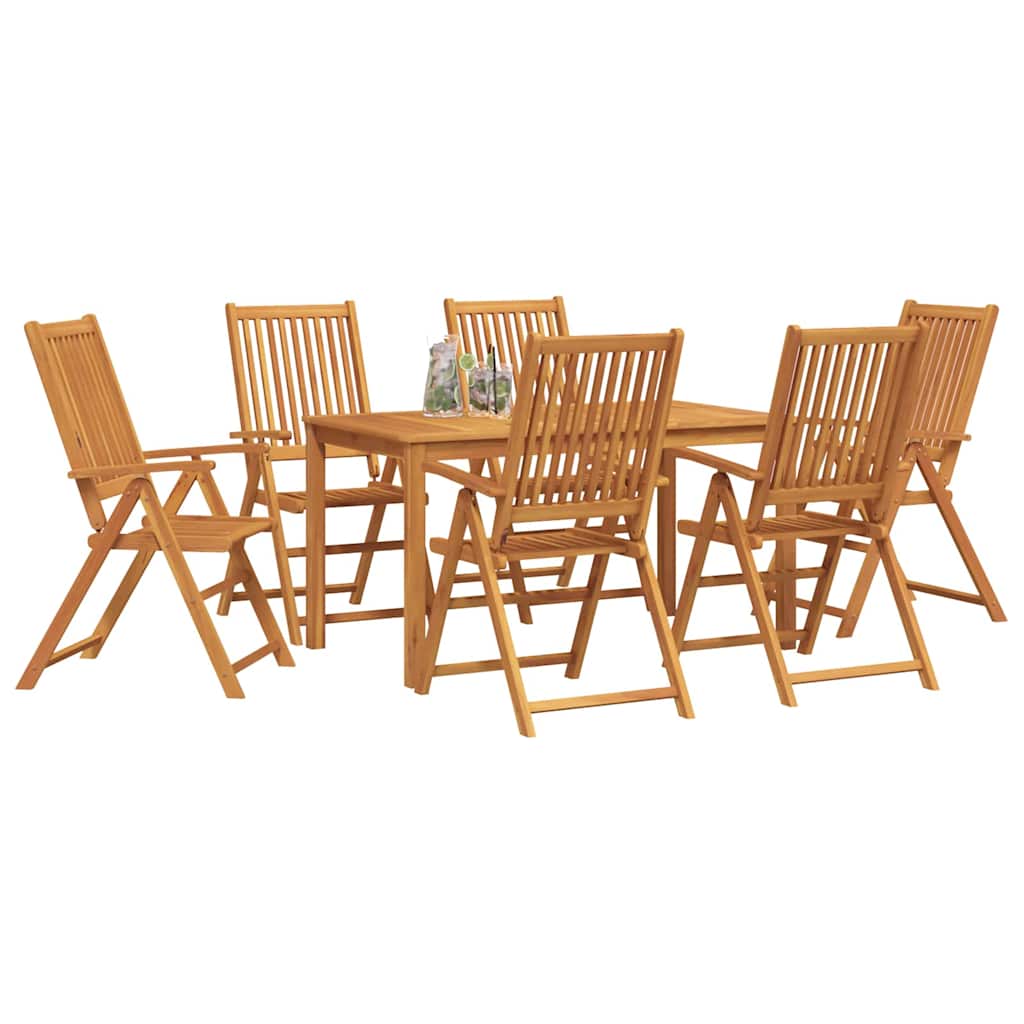 Garden Dining Set Folding 7 pcs Brown Solid Acacia wood