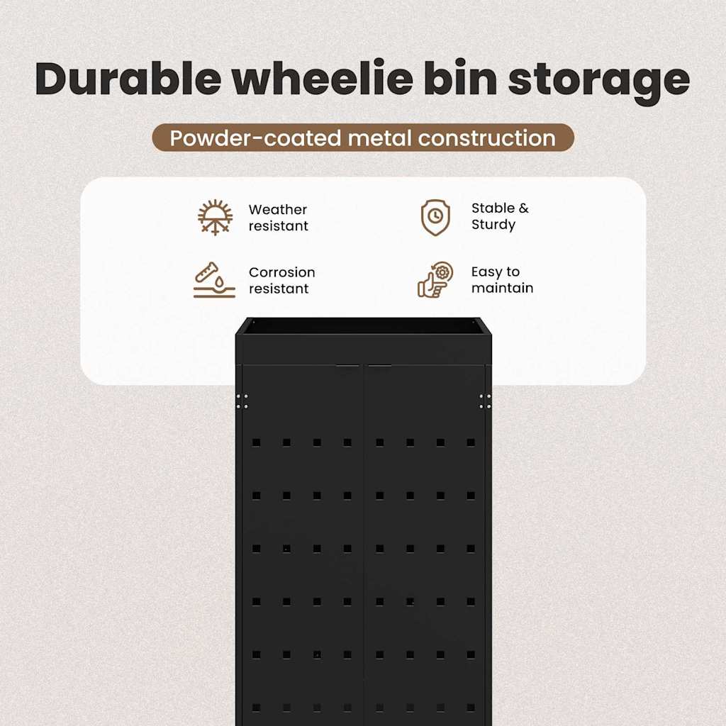 Wheelie Bin Storage with Planter Roof for Single 240L Bin Black